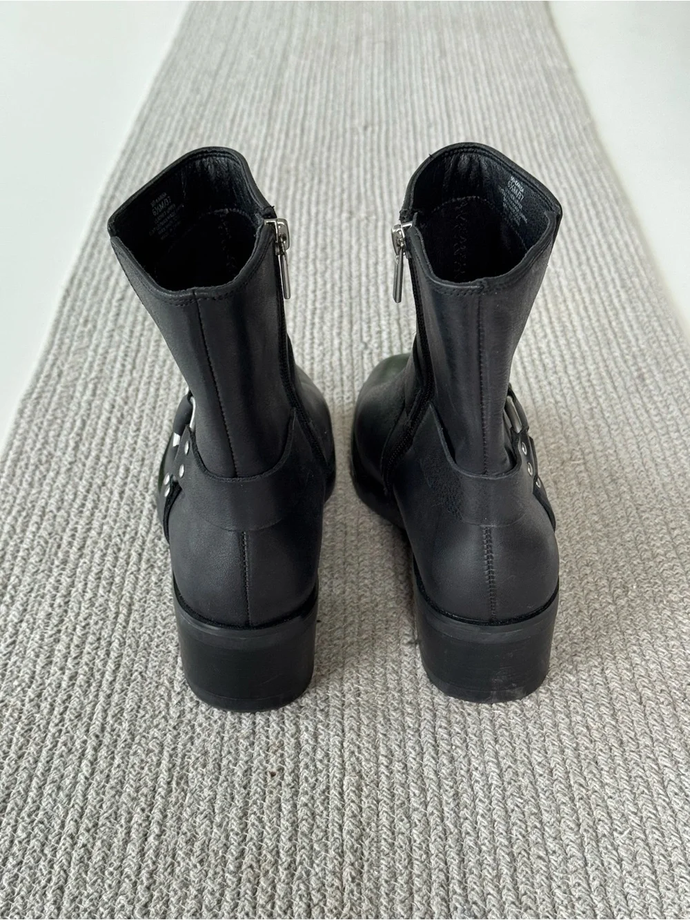 Sole Society Karisa Black Leather Ankle Harness Biker Moto Boots Sz 6.5